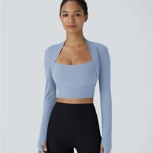 SoftlyZero™ Plush Long Sleeve Thumb Hole 2-in-1 Cropped Yoga Sports Top